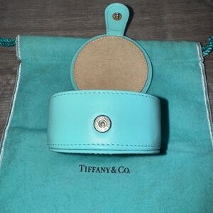 Tiffany & Co. Jewelry Round Box for Ring and Earings In  Blue Leather Box